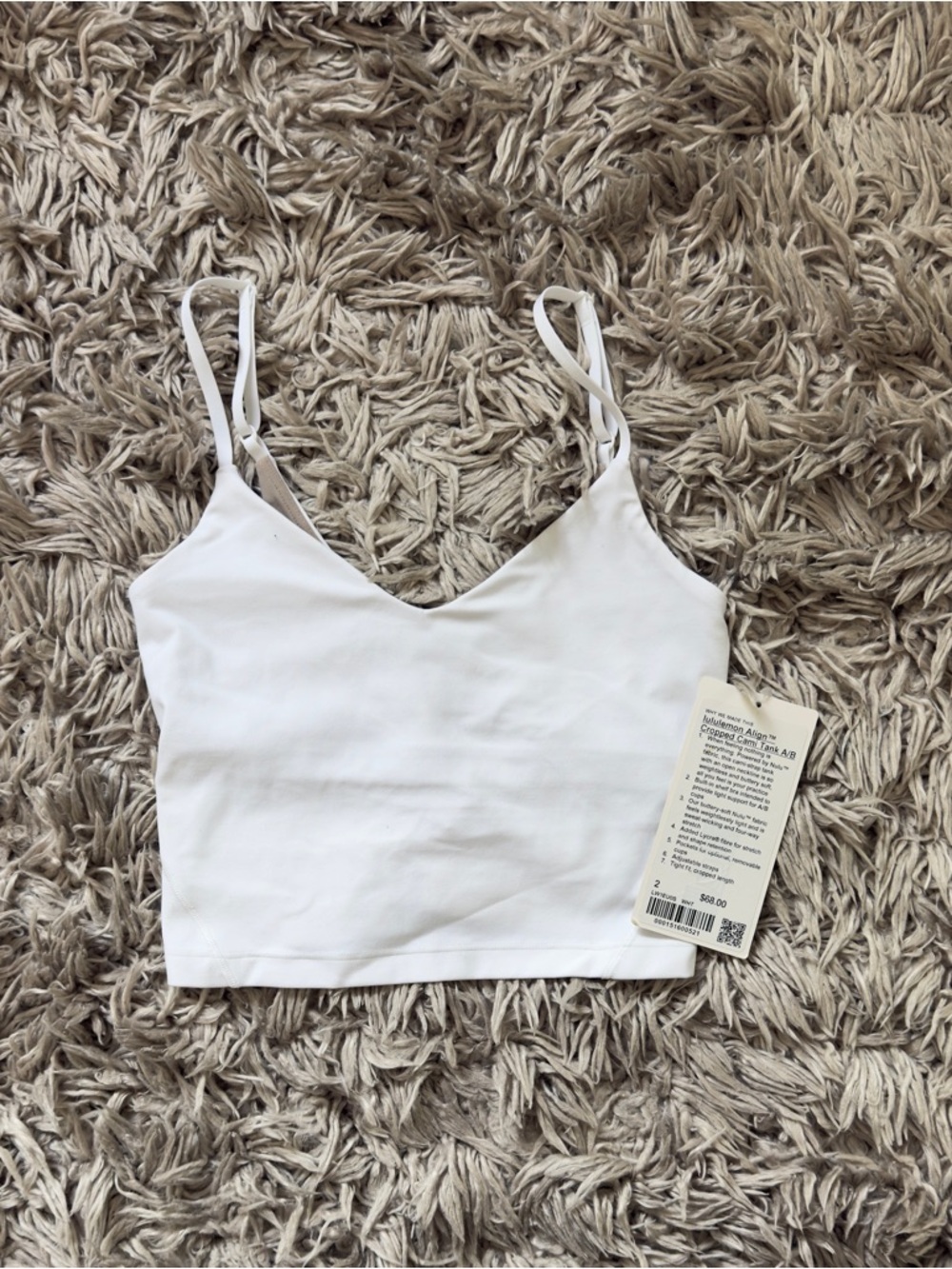 Lululemon Align Cropped Cami Tank White Size 2 A/B
